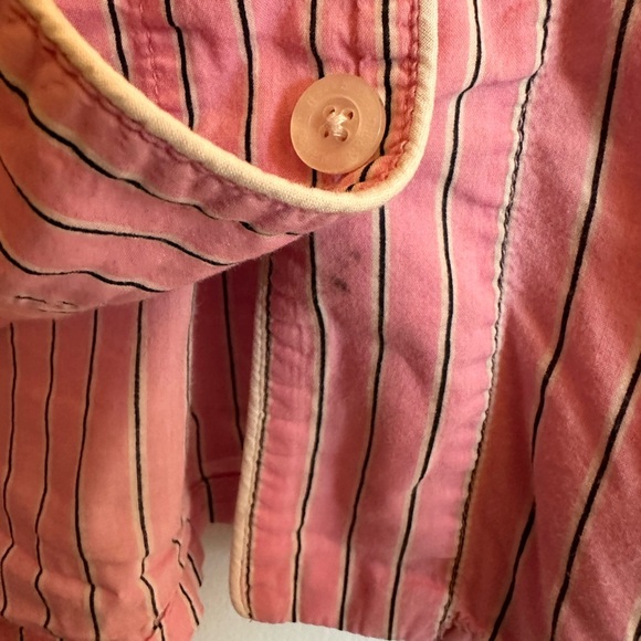 SOLD Lauren Ralph Lauren Size Large Pink Stripe Pajama 2Piece Capri Set Monogram - Picture 11 of 13